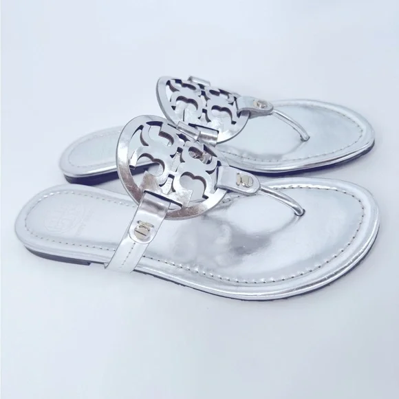 Tory Burch Miller Sandals Silver Metallic - Picture 4 of 9